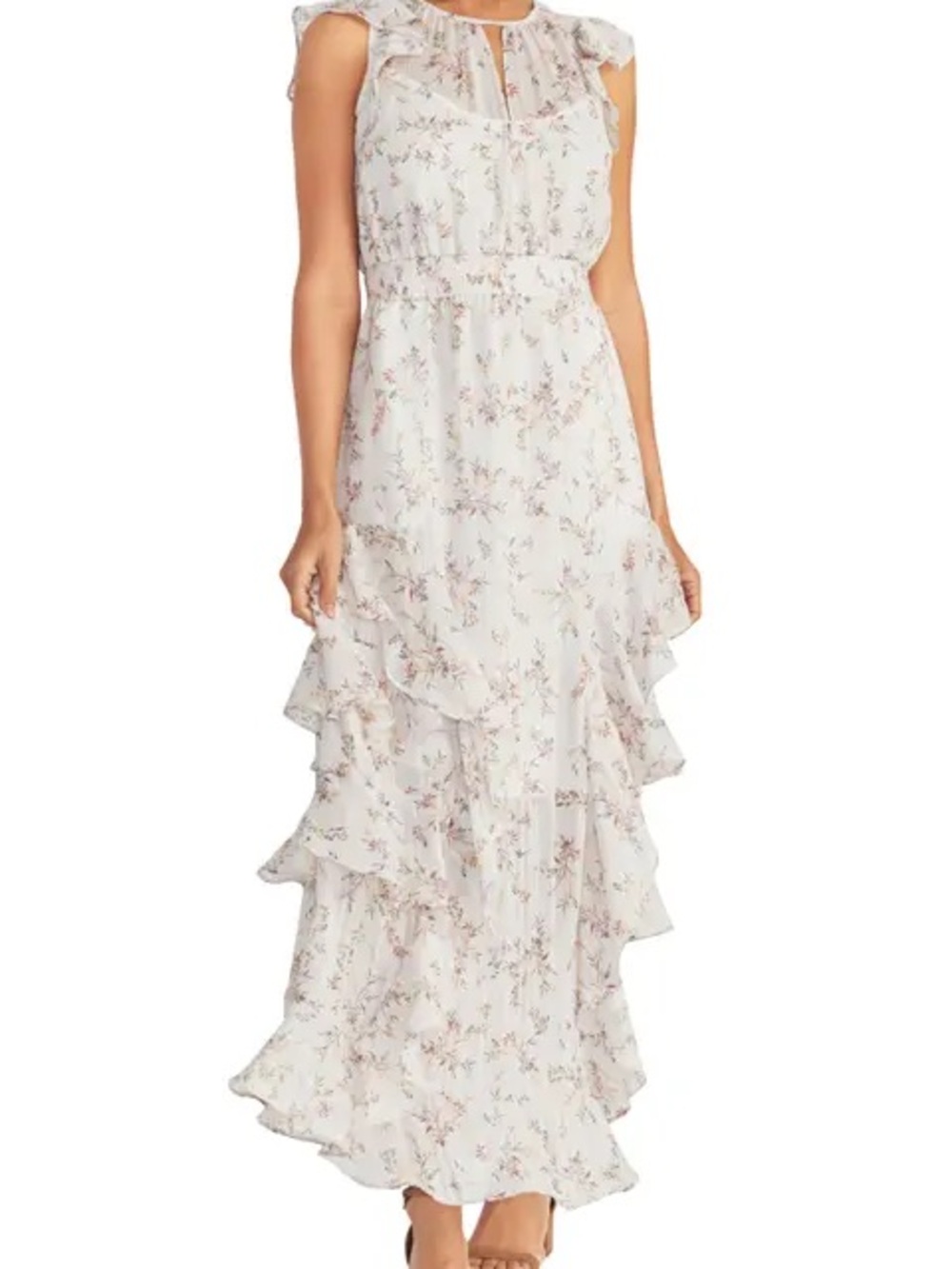 RACHEL Rachel Roy White Maxi Dress with Pink Floral Print